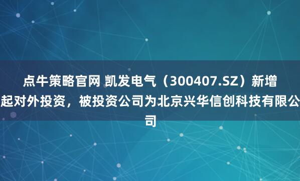 点牛策略官网 凯发电气（300407.SZ）新增一起对外投资，被投资公司为北京兴华信创科技有限公司